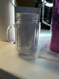 Customized 22 ounce mason jar snow globe tumbler