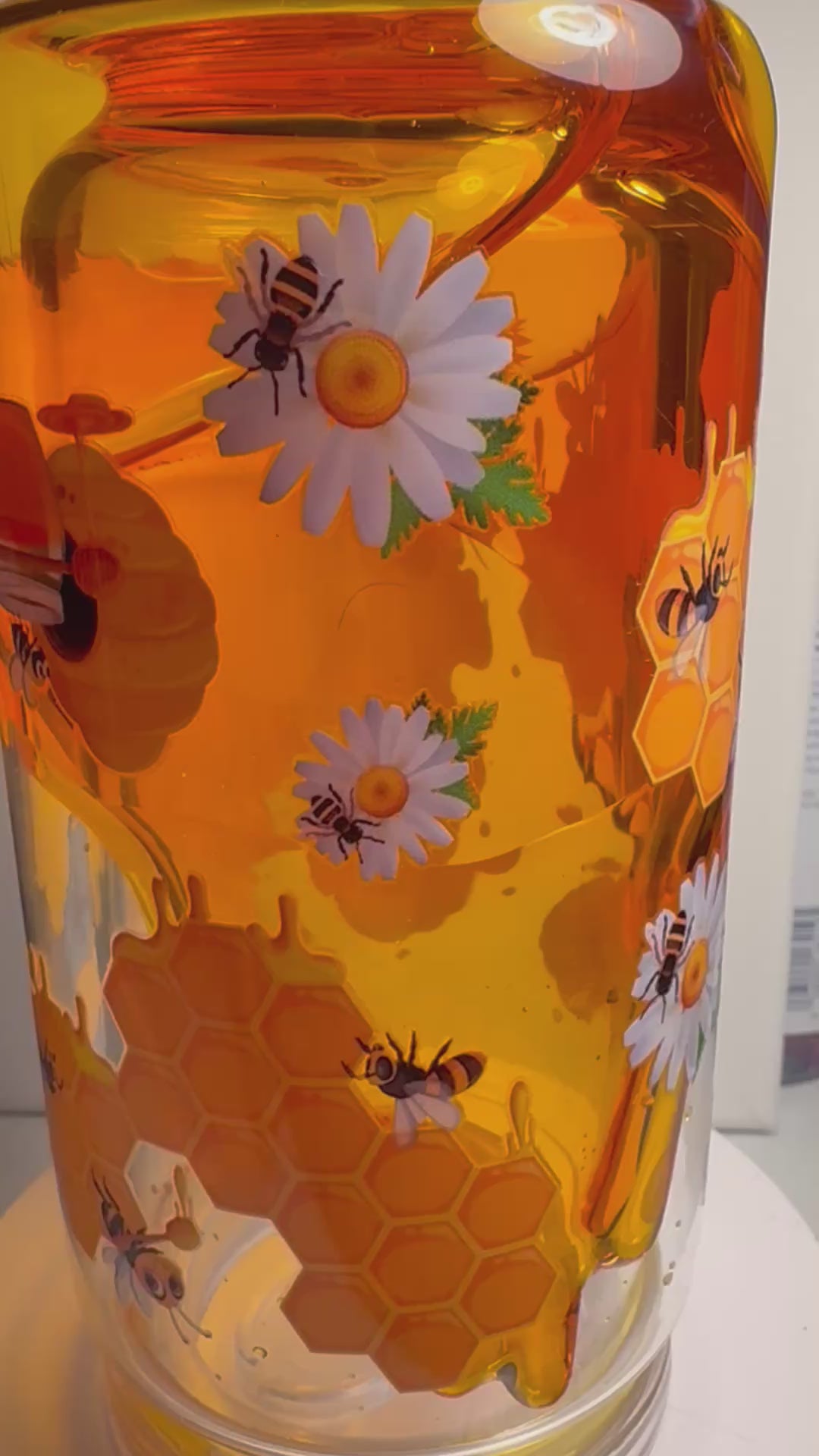 16 ounce honey drip snowglobe tumbler